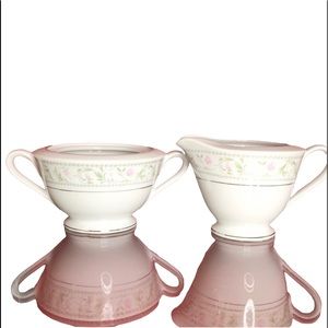 Fine China Happy Home Creamer & Sugar Bowl